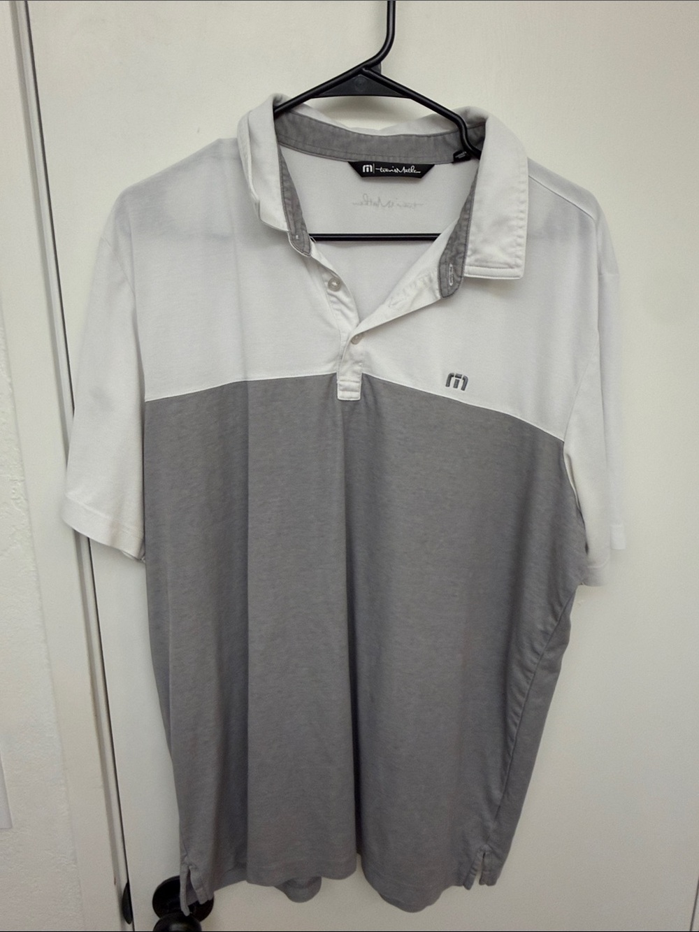 Travis Mathew White and Gray Two-Tone Polo